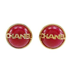 CHANEL Earring Red/gold Plated Gold 31.7g Women